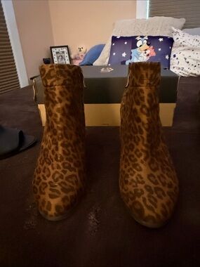 Leopard Print Ankle Boots - Women